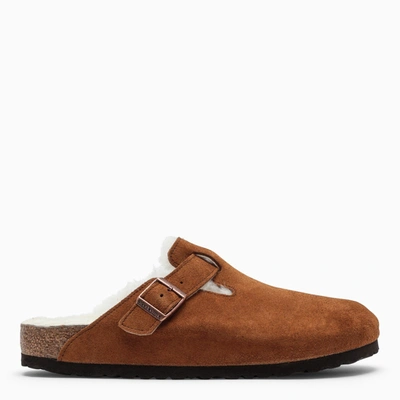 Shop Birkenstock Boston Tan Coloured Leather Sandals In Brown