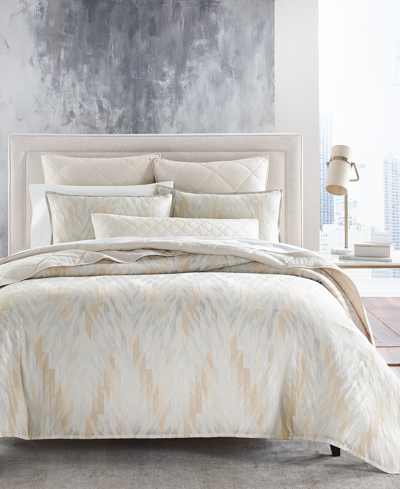 Hotel Collection Textured Chevron 3-pc. Duvet Cover Set, King, Exclusively At Macy's In Gold