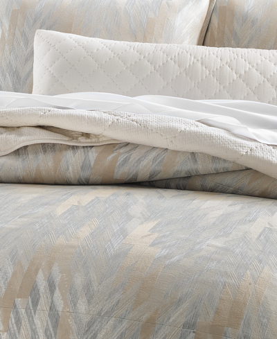 Shop Hotel Collection Textured Chevron 3-pc. Duvet Cover Set, King, Created For Macy's In Gold