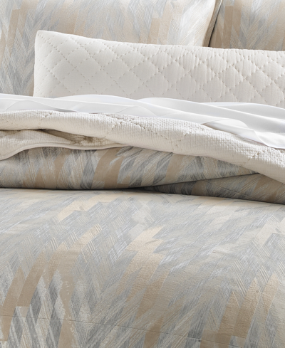 Hotel Collection Textured Chevron 3-pc. Duvet Cover Set, King, Exclusively At Macy's In Gold