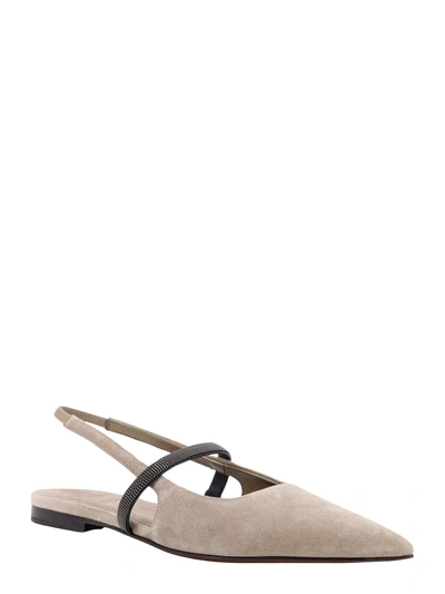 Shop Brunello Cucinelli Suede Ballerinas With Precious Strap