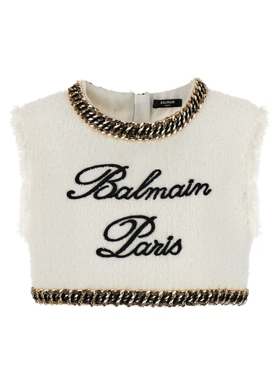 Shop Balmain Signature Tops White/black