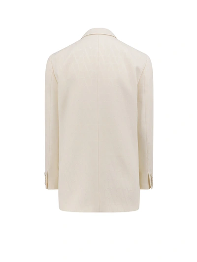 Shop Valentino Wool And Silk Blazer With Toile Iconographe Motif