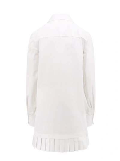 Shop Off-white Cotton Dress With Embroidered Logo