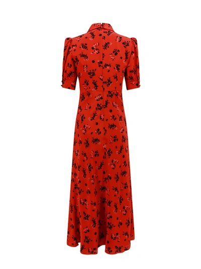 Shop Alessandra Rich Silk Long Dress With Rose Print