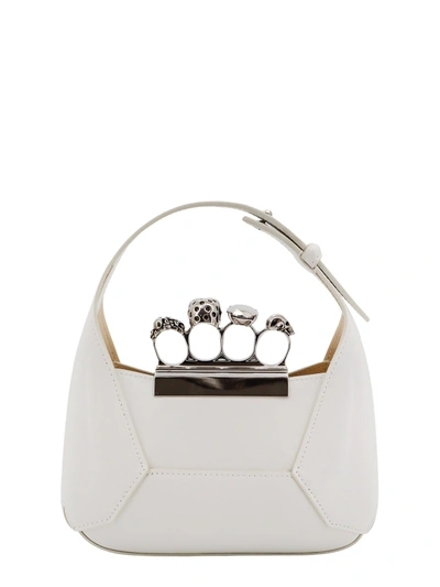 Shop Alexander Mcqueen Leather Handbag With  Swarovski Crystals Rings