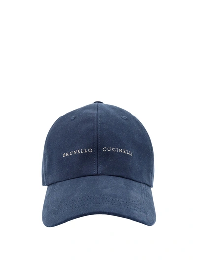 Shop Brunello Cucinelli Cotton Hat With Embroidered Logo