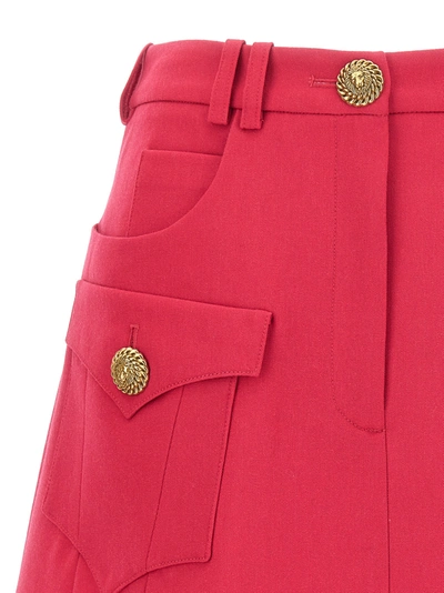 Shop Balmain Logo Button Mini Skirt Skirts Fuchsia