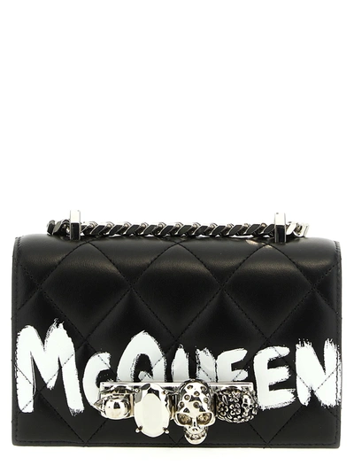 Shop Alexander Mcqueen Mini Jewelled Satchel Crossbody Bags White/black