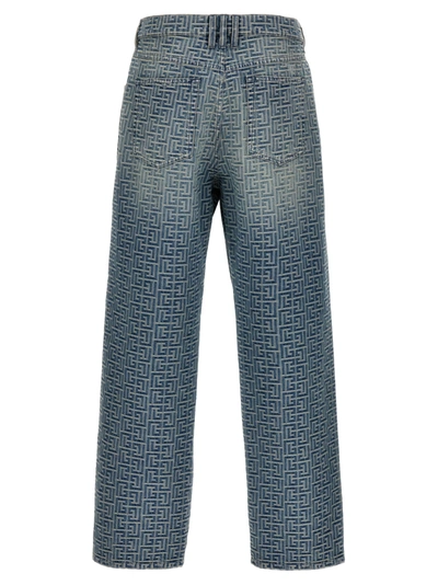 Shop Balmain Monogram Jeans Light Blue