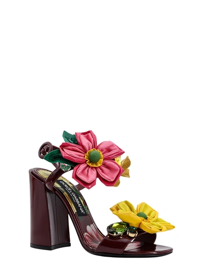 Shop Dolce & Gabbana Patent Leather Sandals With Floral Application