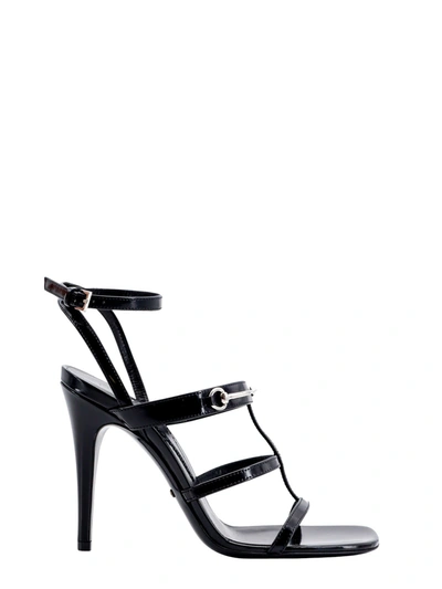 Shop Gucci Patent Leather Sandals With Iconic Horsebit
