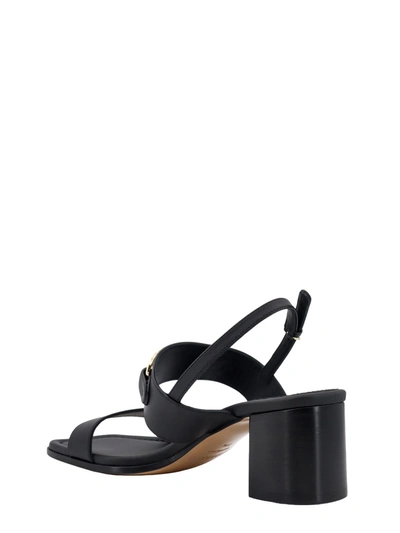 Shop Ferragamo Leather Sandals With Iconic Gancini Detail