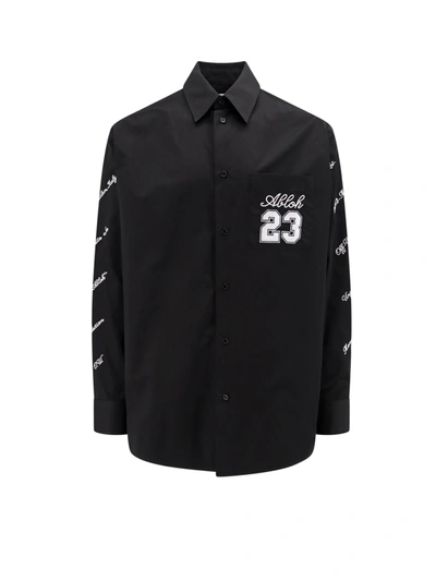 Shop Off-white Oversize Cotton Shirt With Logo 23
