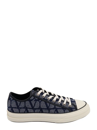Shop Valentino Canvas And Leather Sneakers With Toile Iconographe Motif