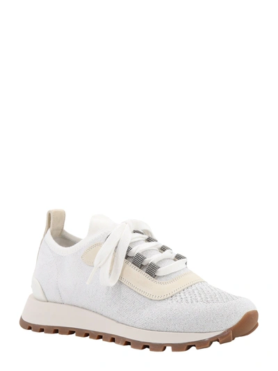Shop Brunello Cucinelli Lurex And Suede Sneakers