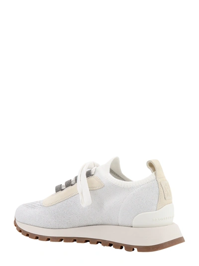 Shop Brunello Cucinelli Lurex And Suede Sneakers