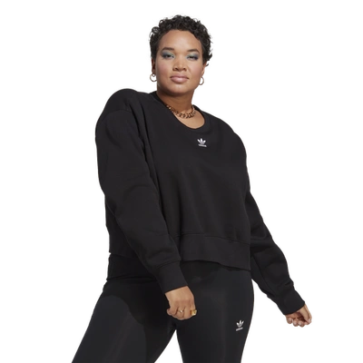 Shop Adidas Originals Womens  Plus Size Adicolor Essentials Crew Sweatshirt In Black