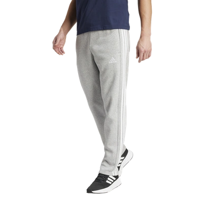 Shop Adidas Originals Mens Adidas Essentials 3-stripes Open Hem Fleece Pants In Medium Grey Heather