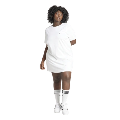 Shop Adidas Originals Womens  Plus Size Trefoil Dress In White