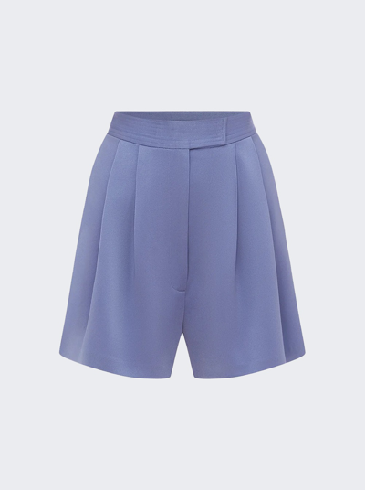 Shop Alex Perry Satin Pleated Shorts In Periwinkle