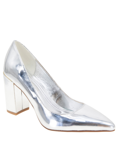 Shop Bcbgeneration Women's Midana Block Heel Pump In Silver