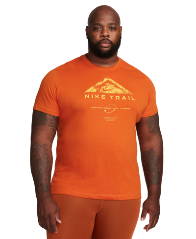 Shop Nike Men's Sportswear Relaxed Fit Short Sleeve Trail Graphic T-shirt In Campfire Orange