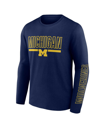 Profile Men's  Navy Michigan Wolverines Big And Tall Two-hit Graphic Long Sleeve T-shirt In Navy