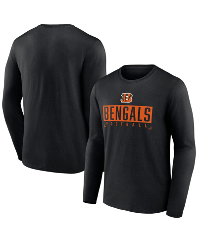 Shop Fanatics Men's  Black Cincinnati Bengals Big And Tall Wordmark Long Sleeve T-shirt