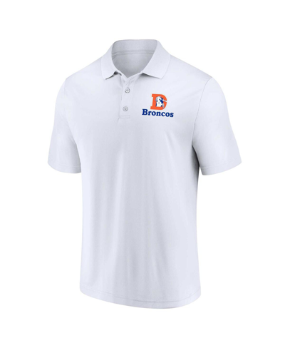 Shop Fanatics Men's  White, Royal Distressed Denver Broncos Throwback Two-pack Polo Shirt Set In White,royal