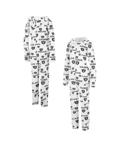 Concepts Sport Cream Las Vegas Raiders Docket Hoodie Full-zip Union Suit In Cream
