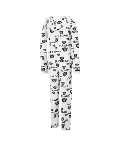 Concepts Sport Cream Las Vegas Raiders Docket Hoodie Full-zip Union Suit In Cream