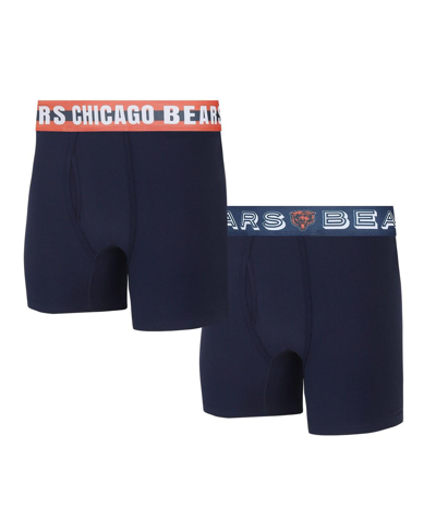Shop Concepts Sport Men's  Chicago Bears Gauge Knit Boxer Brief Two-pack In Navy,orange
