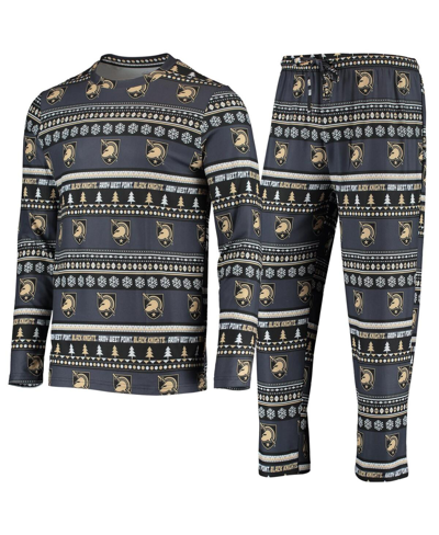 Shop Concepts Sport Men's  Black Army Black Knights Ugly Sweater Knit Long Sleeve Top And Pant Set