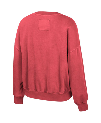 Colosseum Scarlet Ohio State Buckeyes Audrey Washed Pullover Sweatshirt In Scarlet