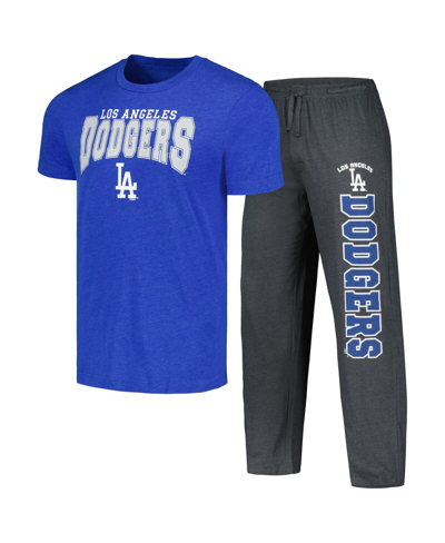 Shop Concepts Sport Men's  Charcoal, Royal Los Angeles Dodgers Meter T-shirt And Pants Sleep Set In Charcoal,royal