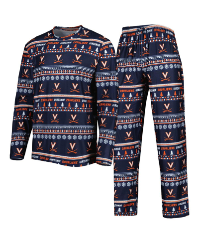 Shop Concepts Sport Men's  Navy Virginia Cavaliers Swivel Long Sleeve T-shirt And Pants Sleep Set