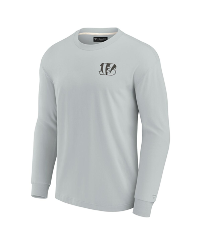 Shop Fanatics Signature Men's And Women's  Gray Cincinnati Bengals Super Soft Long Sleeve T-shirt