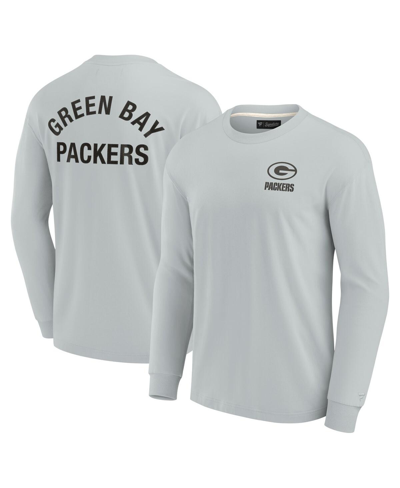 Shop Fanatics Signature Men's And Women's  Gray Green Bay Packers Super Soft Long Sleeve T-shirt