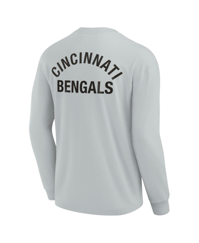 Shop Fanatics Signature Men's And Women's  Gray Cincinnati Bengals Super Soft Long Sleeve T-shirt