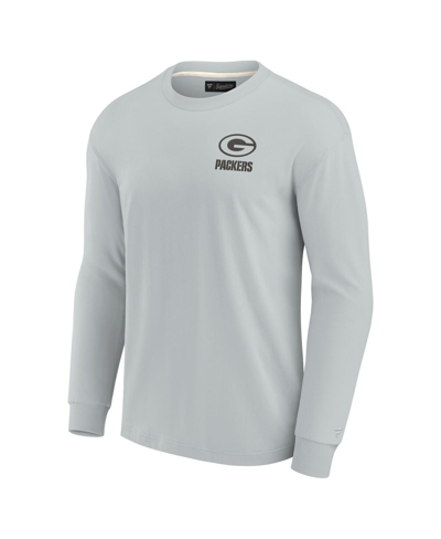 Shop Fanatics Signature Men's And Women's  Gray Green Bay Packers Super Soft Long Sleeve T-shirt