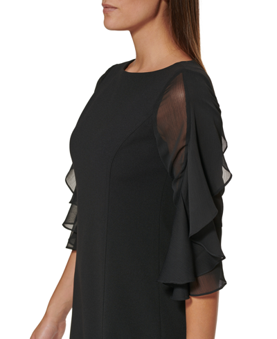 Shop Tommy Hilfiger Women's Flutter-sleeve Sheath Dress In Black