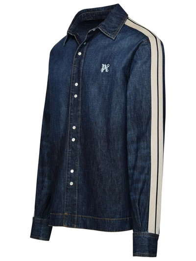 Shop Palm Angels Track Jacket In Blue Cotton