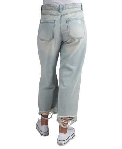 Shop Indigo Rein Juniors' Button-fly Wide Leg Jeans In Light Blue