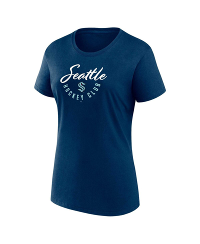 Fanatics Branded Deep Sea Blue Seattle Kraken Long And Short Sleeve Two-pack T-shirt Set In Deep Sea Blue