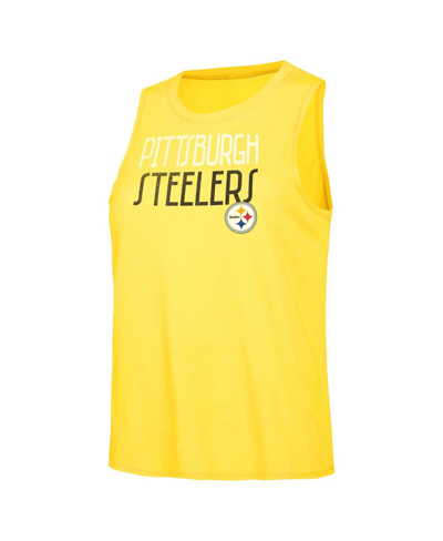 Concepts Sport Women's  Black, Gold Distressed Pittsburgh Steelers Muscle Tank Top And Pants Lounge S In Black,gold