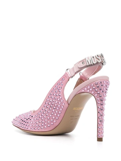 Moschino Crystal Embellished Pointed Toe Stiletto Pump In Pink