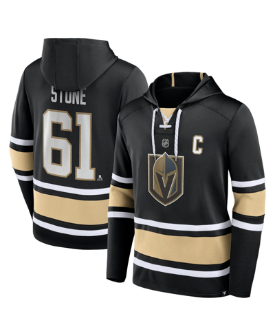Shop Fanatics Men's  Mark Stone Black Vegas Golden Knights Name And Number Lace-up Pullover Hoodie