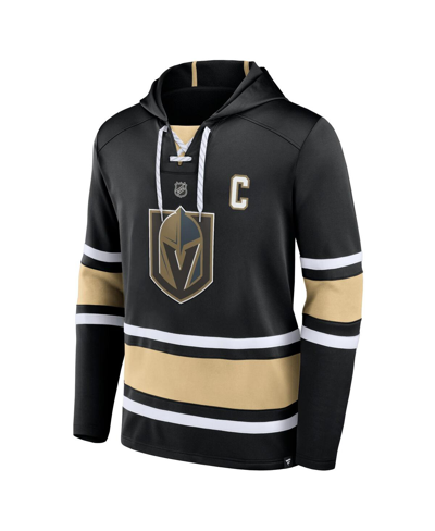 Fanatics Men's  Mark Stone Black Vegas Golden Knights Name And Number Lace-up Pullover Hoodie In Black