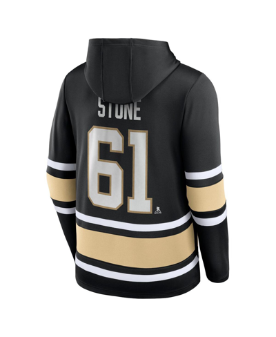Fanatics Men's  Mark Stone Black Vegas Golden Knights Name And Number Lace-up Pullover Hoodie In Black